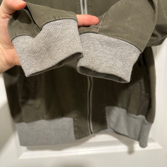 Balera |  Olive Green Utility Jacket / Bomber Jacket with Gray Hood and Cuffs - Picture 4 of 7